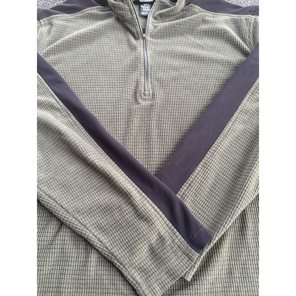 L.L. Bean Men’s Quarter Zip Pullover Fleece Medium Olive Green Grid Fleece - Picture 3 of 3